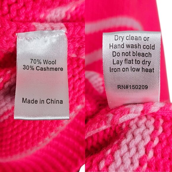 La Ligne Mini Marin Hot Pink Bubblegum Striped Wool Cashmere Long Sleeve Sweater - Picture 10 of 12